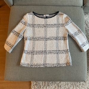 ST. JOHN Collection White Plaid Sweater - Medium